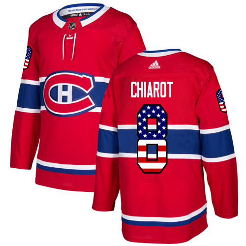 Adidas Canadiens #8 Ben Chiarot Red Home Authentic USA Flag Stitched NHL Jersey